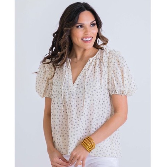 Karlie French Floral Ruffle Button Up Top